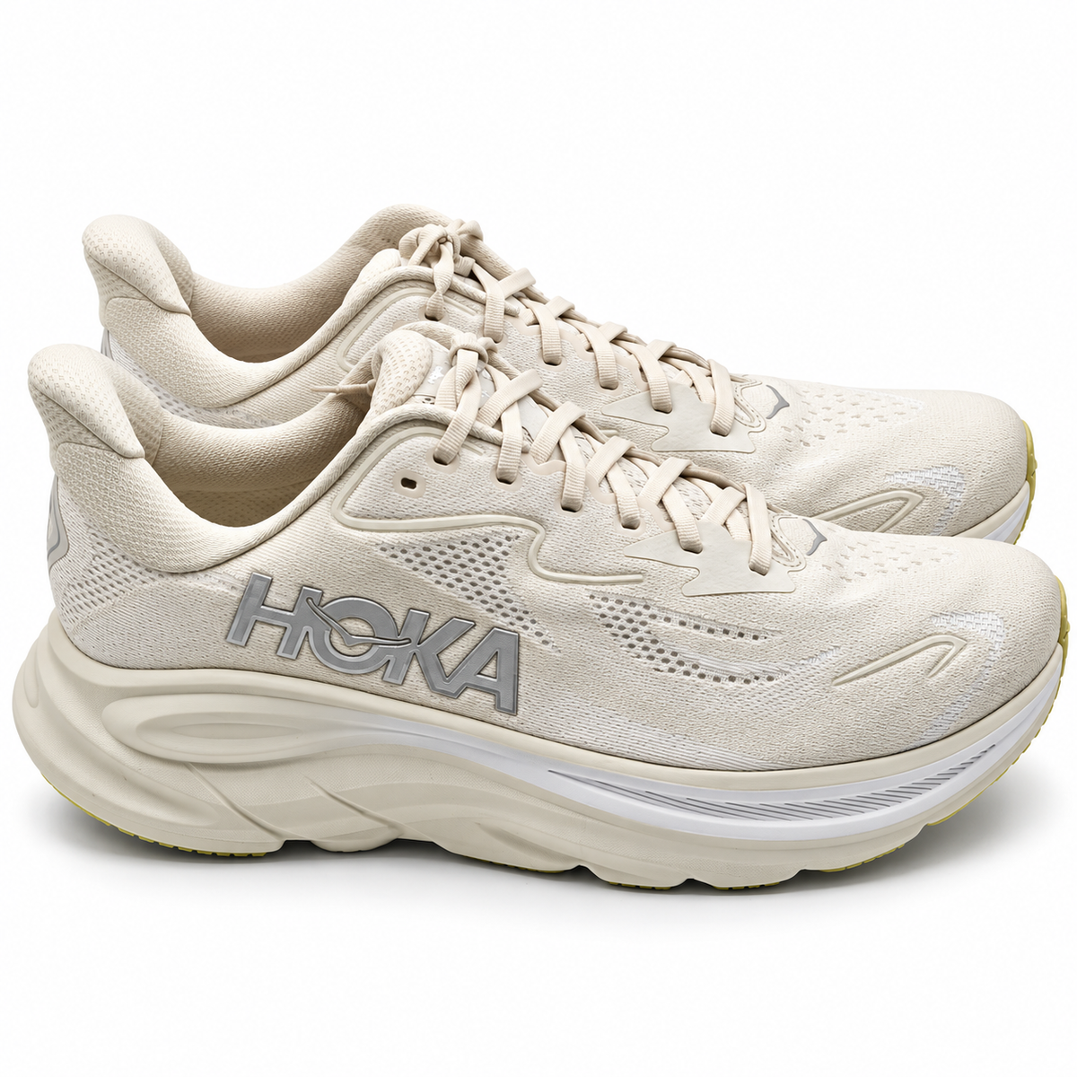 HOKA Clifton 10 Running Shoes Men 11.5 Cream Neutral Cushioned 1162030-TELS