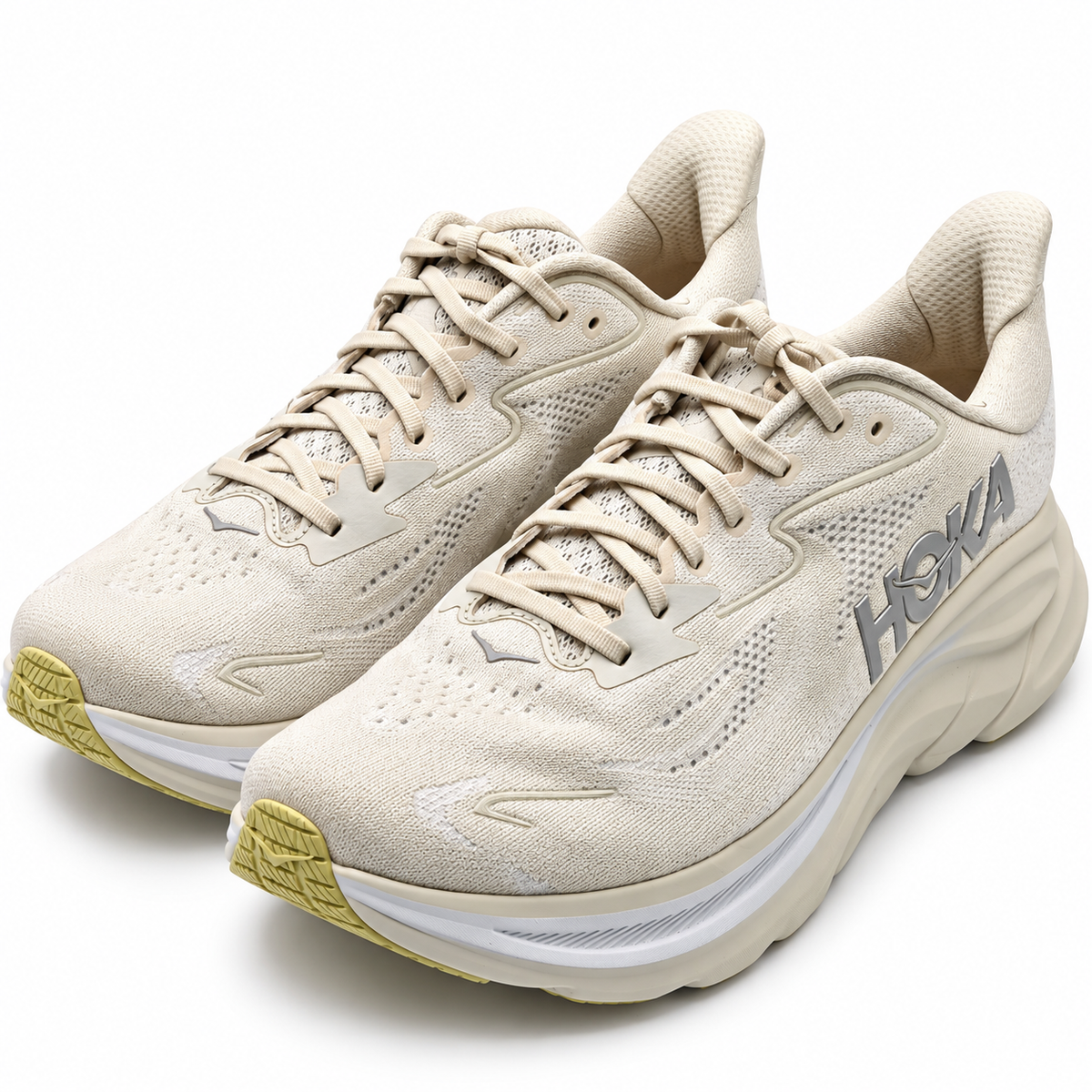 HOKA Clifton 10 Running Shoes Men 11.5 Cream Neutral Cushioned 1162030-TELS