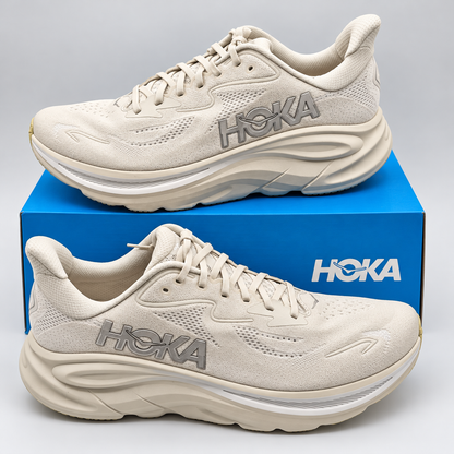 HOKA Clifton 10 Running Shoes Men 11.5 Cream Neutral Cushioned 1162030-TELS