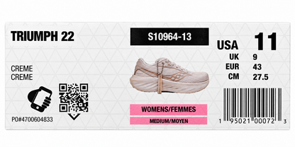 Saucony Triumph 22 Running Shoes Women 11 Creme Neutral Cushioned S10964-13