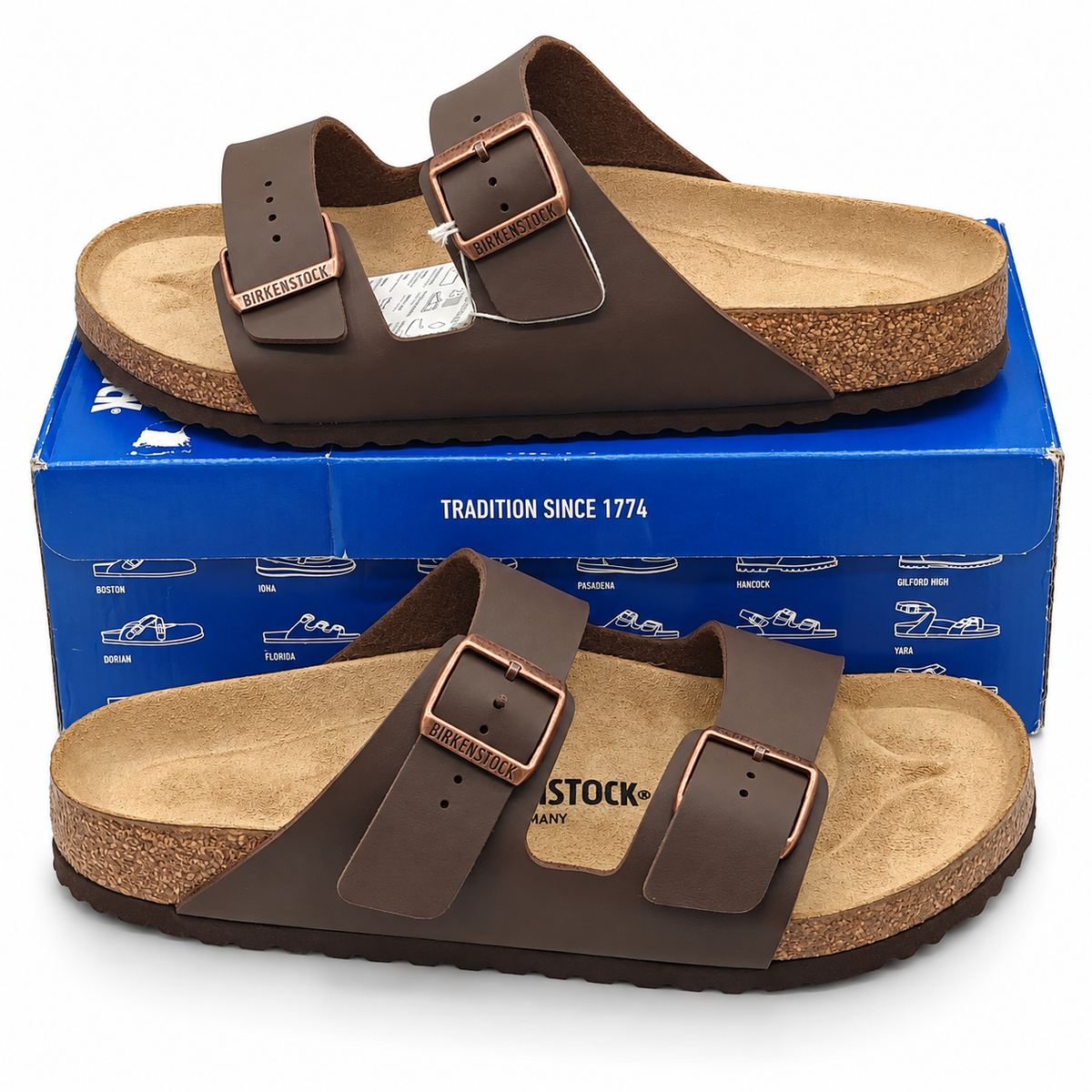 Birkenstock Arizona Sandals Men 11 EU 44 Dark Brown Birko-Flor Regular 0051701
