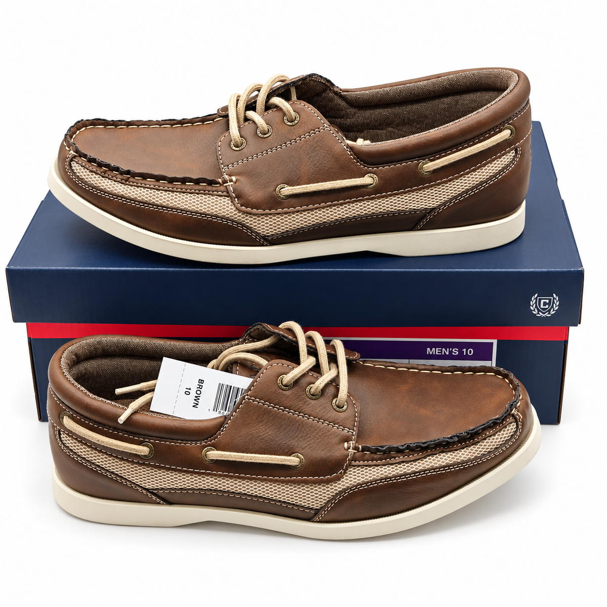 Chaps Kanas Men 10 Brown Lace Up Boat Shoes Casual Memory Foam 1967012