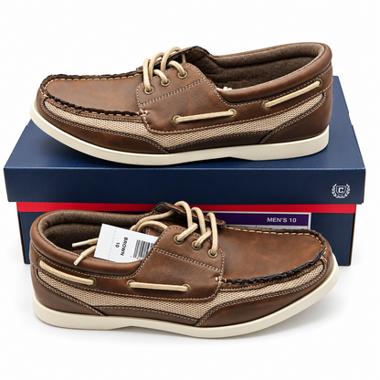 Chaps Kanas Men 10 Brown Lace Up Boat Shoes Casual Memory Foam 1967012