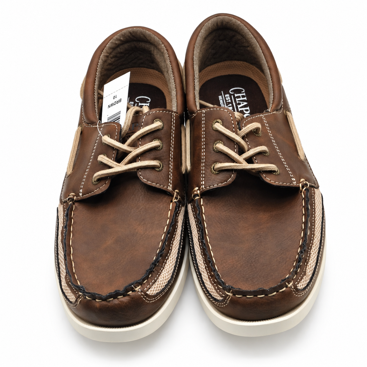 Chaps Kanas Men 10 Brown Lace Up Boat Shoes Casual Memory Foam 1967012