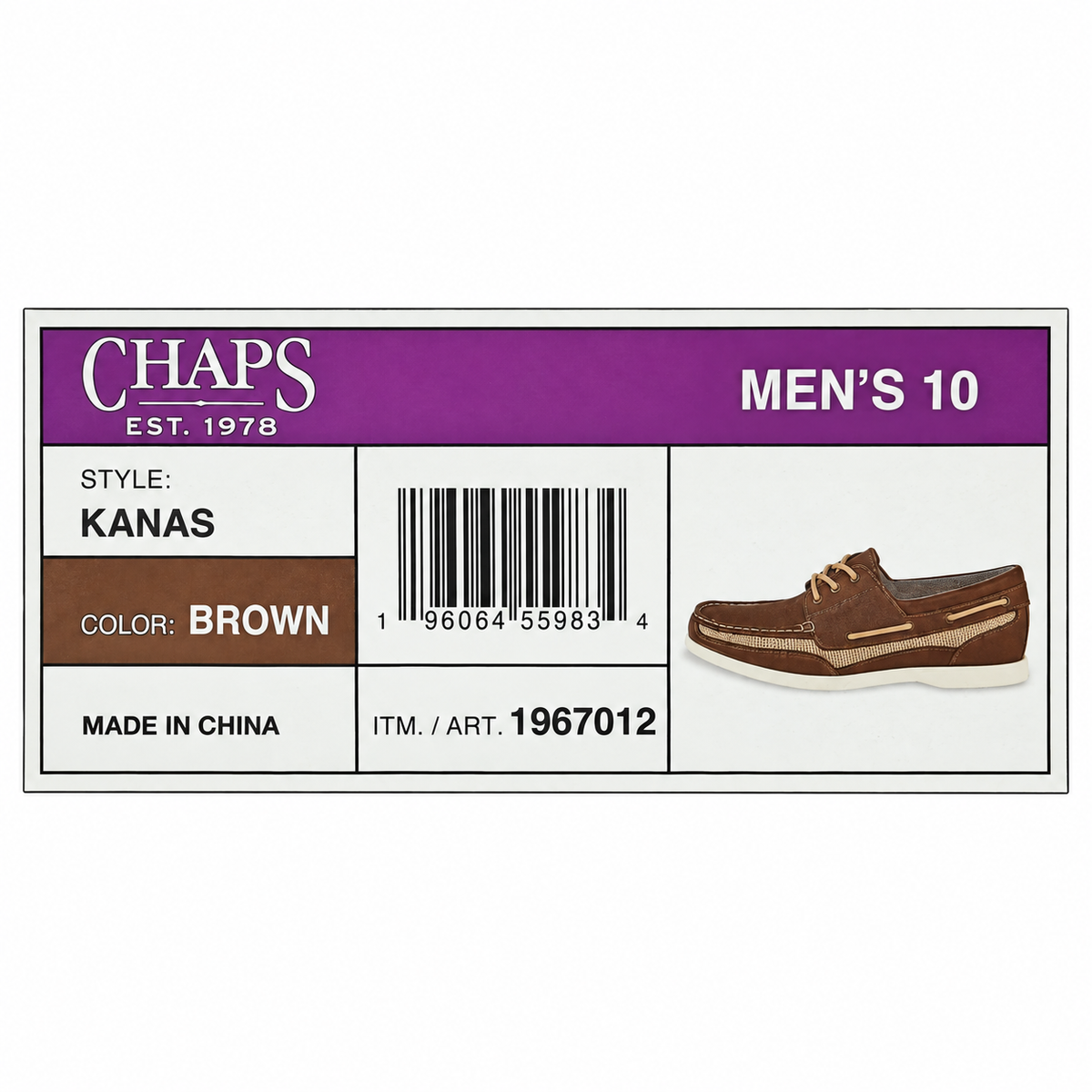 Chaps Kanas Men 10 Brown Lace Up Boat Shoes Casual Memory Foam 1967012