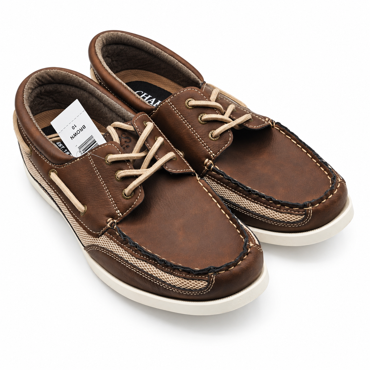 Chaps Kanas Men 10 Brown Lace Up Boat Shoes Casual Memory Foam 1967012