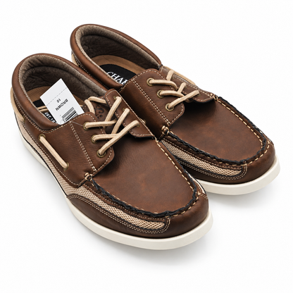Chaps Kanas Men 10 Brown Lace Up Boat Shoes Casual Memory Foam 1967012