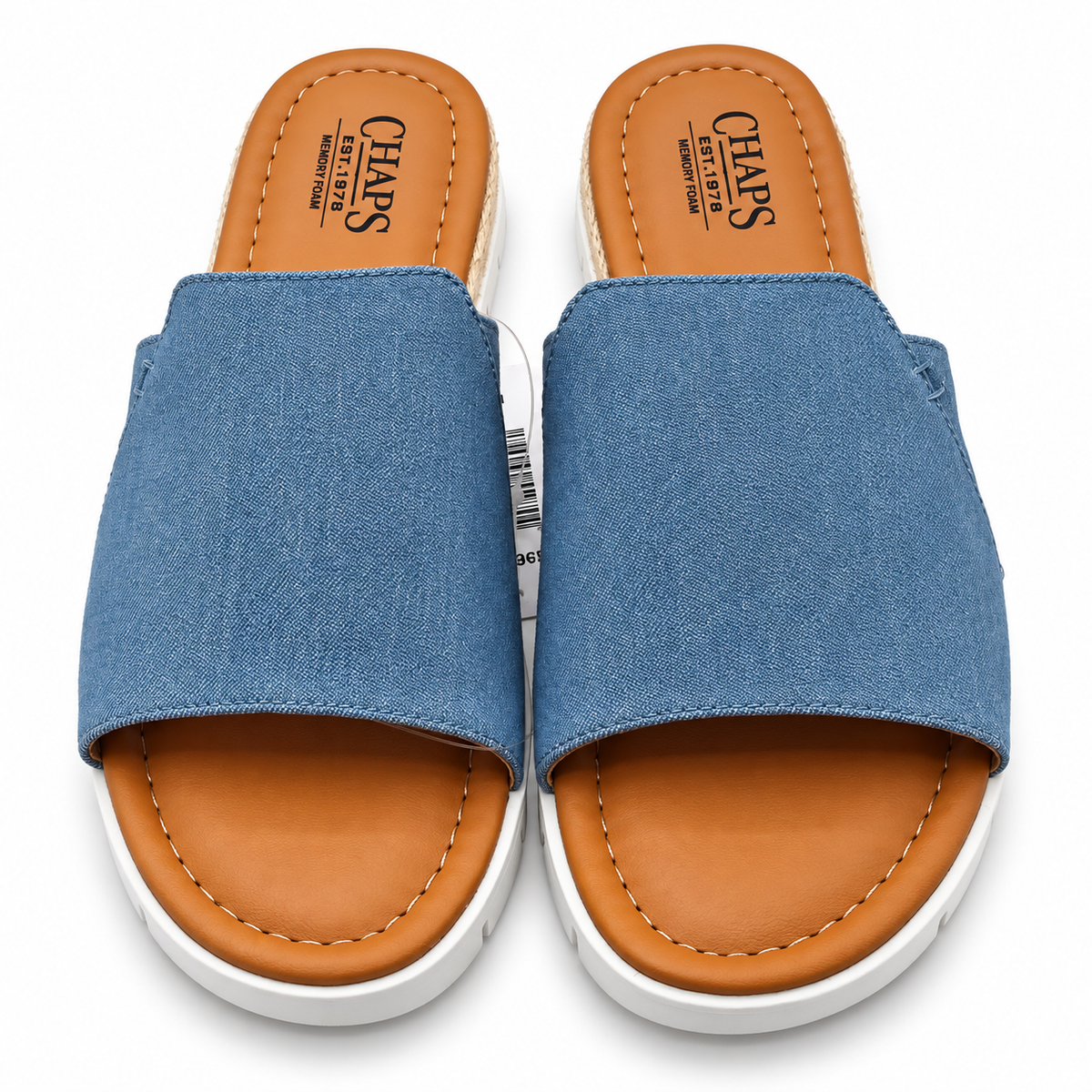 Chaps Nerissa Women 8 Blue Fabric Slide Sandals Espadrille Casual 1967252