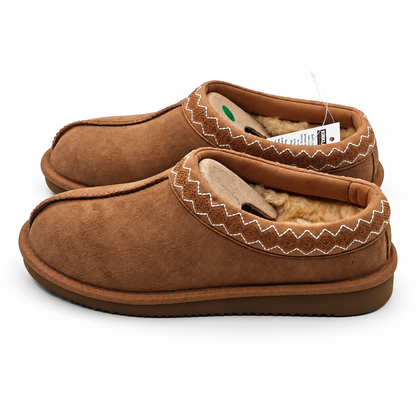 Kirkland Signature Shearling Slippers Tan Women 7 Men 6 Suede 7771737