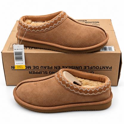 Kirkland Signature Shearling Slippers Tan Women 7 Men 6 Suede 7771737