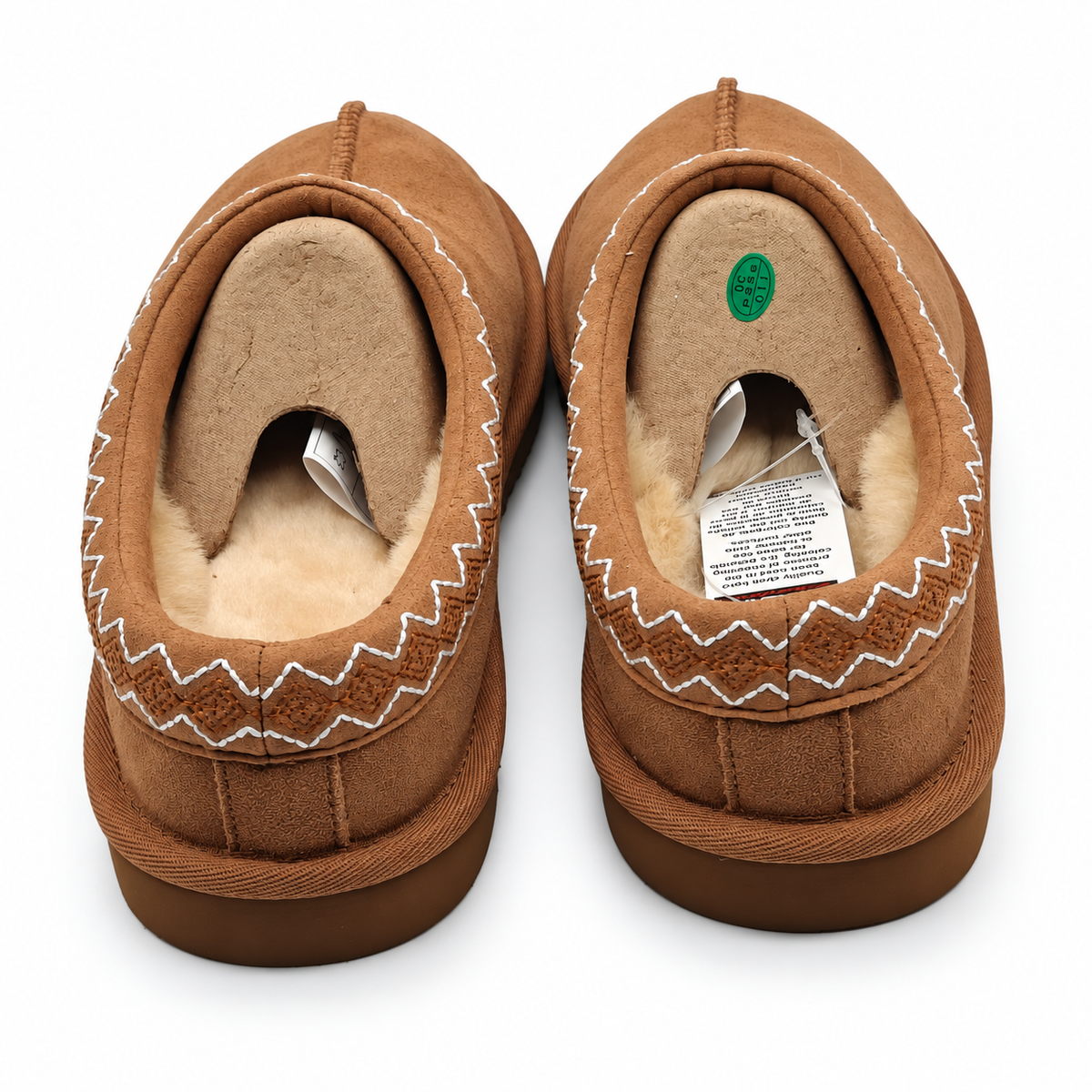 Kirkland Signature Shearling Slippers Tan Women 7 Men 6 Suede 7771737